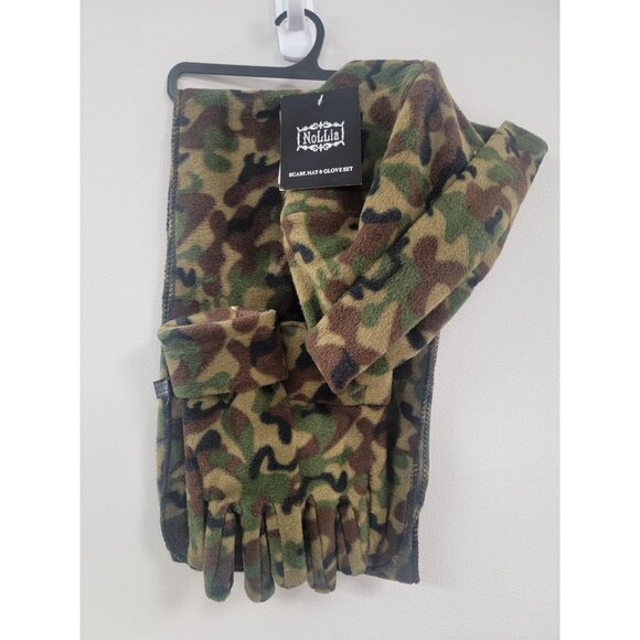 3 Piece unisex Microfleece Beanie Hat, gloves, and scarf Set Cammo - Picture 3 of 3